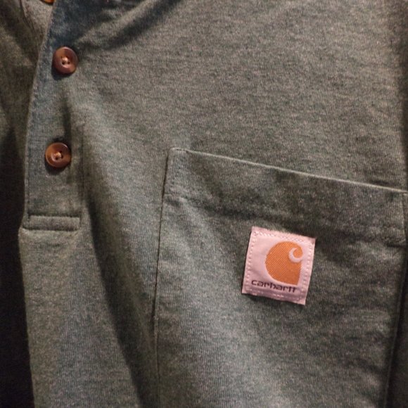 Carhartt Carpenter Style T-Shirt 3-Button Chest Pocket - Loose Fit - Green - XL - Picture 2 of 7